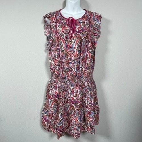 Natural Life Smocked Waist Dress Women Large Pink Floral Paisley Excellent Boho